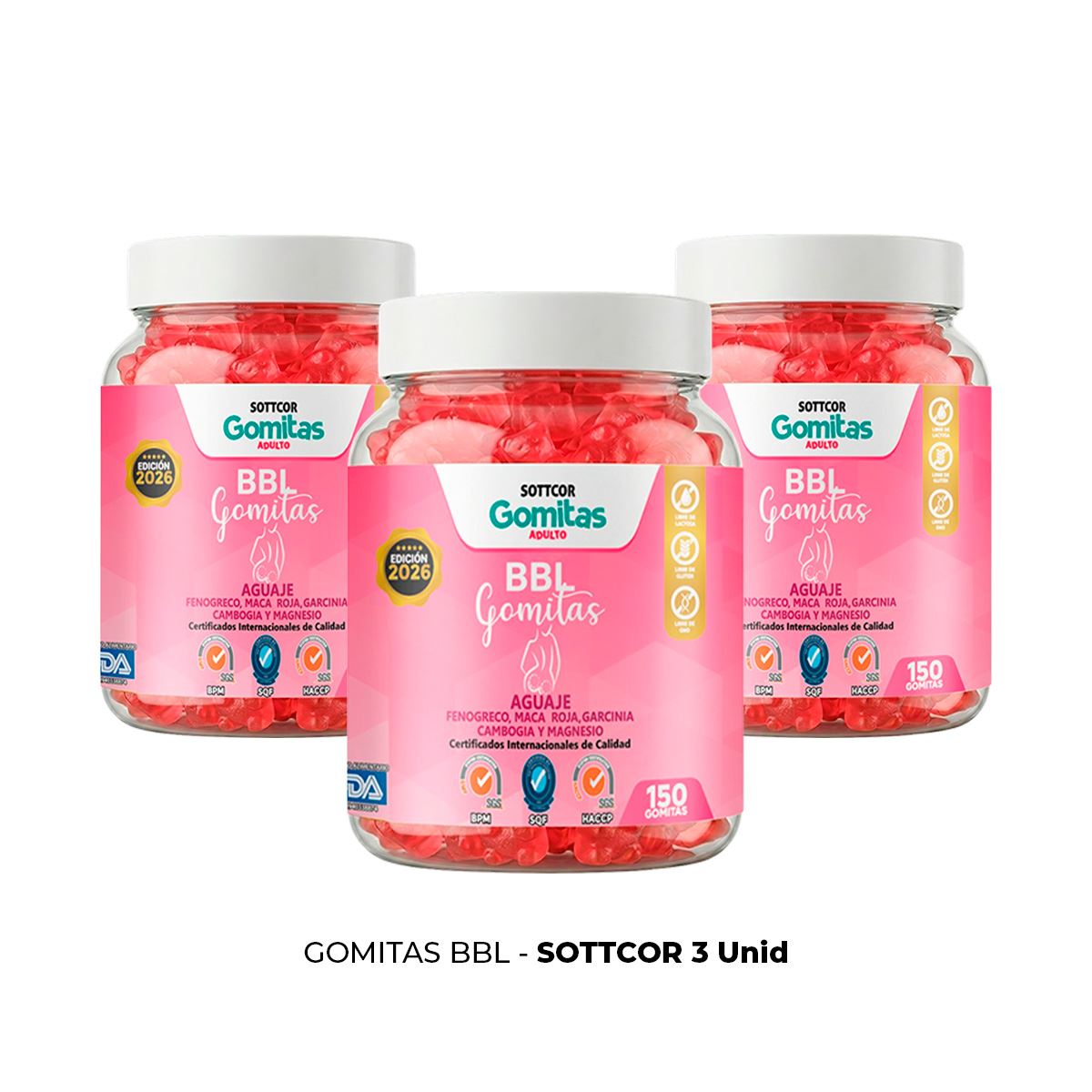 3 Aguaje Bbl para Adultos Gomitas Sottcor 150 Gomitas