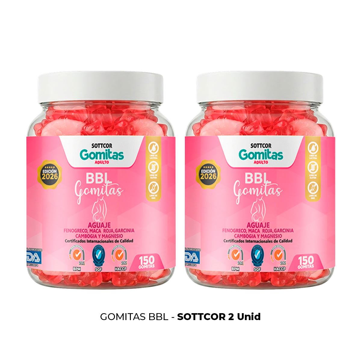 2 Aguaje Bbl para Adultos Gomitas Sottcor 150 Gomitas