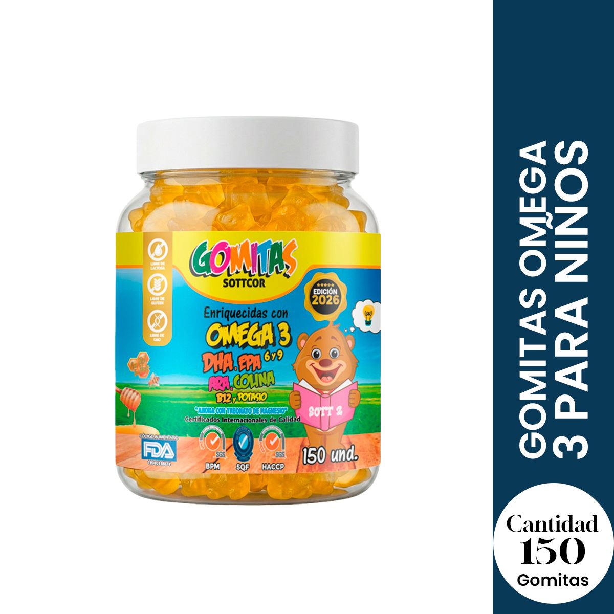 Gomitas Omega 3, 6 y 9 para niños 150 und - Sottcor