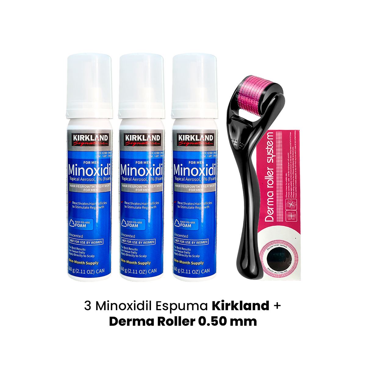 ESPUMA KIRKLAND 3 UNIDADES MINOXIDIL + DERMA ROLLER 0.50 MM 1 UD