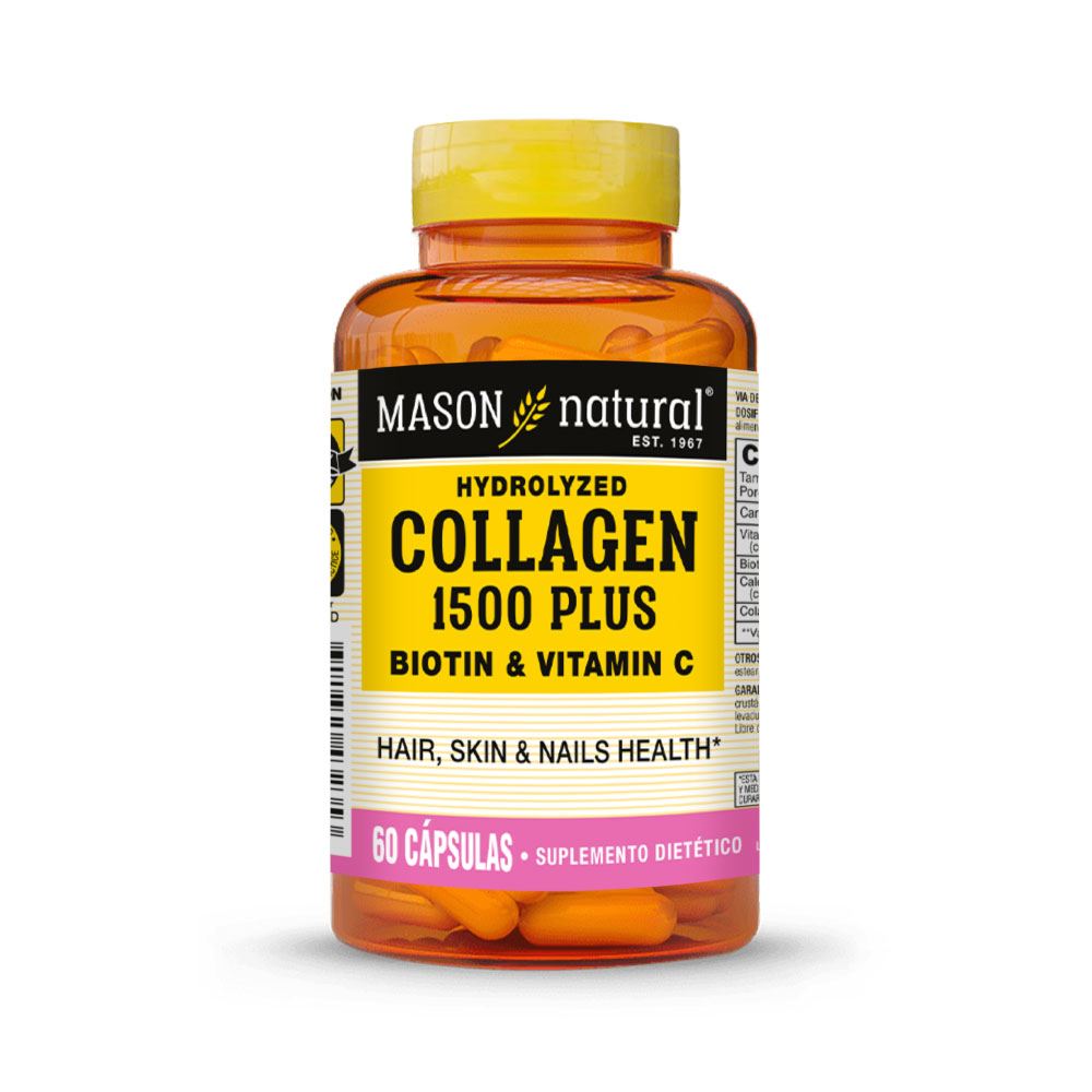 COLÁGENO 1500 PLUS + BIOTIN + VITAMINA C (60 CAP)