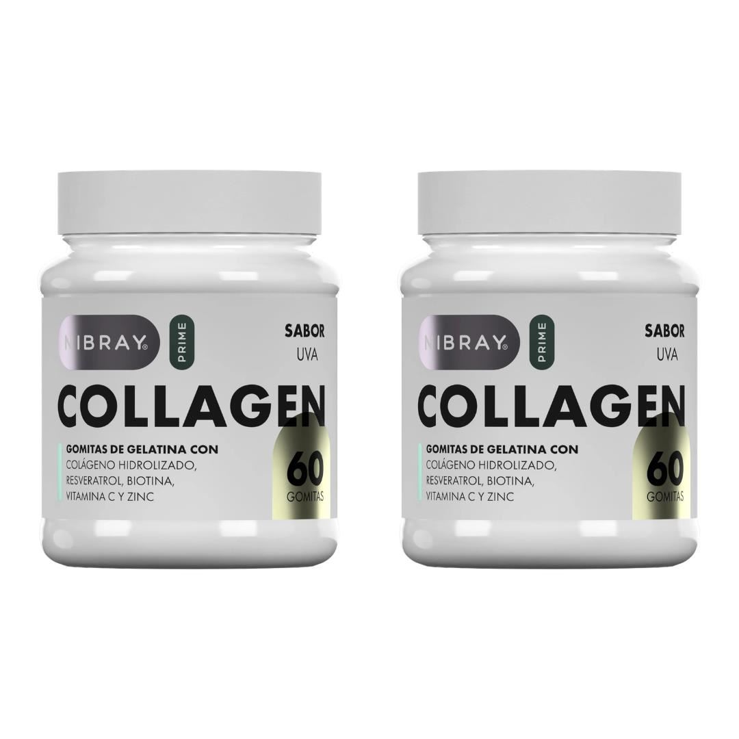 Colageno con Resveratrol Biotina Zinc en Gomitas 2 Frascos Nibray Prime
