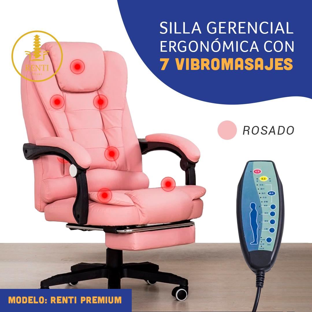 SILLA ERGONÓMICA GERENCIAL PARA OFICINA COLOR PALOROSA- 7 VIBROMASAJES