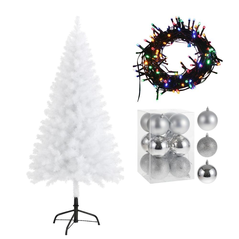 COMBO ÁRBOL DE NAVIDAD 1.8M + LUCES MUSICALES MULTICOLOR 100 FOCOS + 12 BOLAS DE 6CM