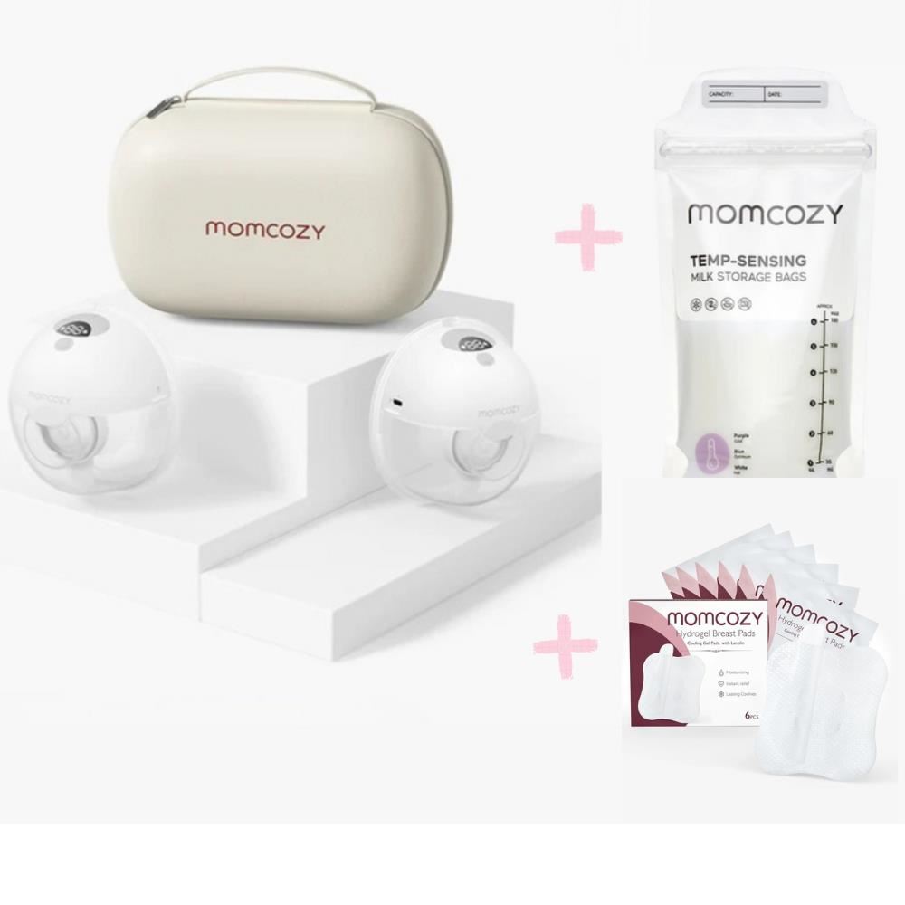Extractor de leche Momcozy M5 + 7 bolsas de almacenamiento de Leche materna + parche para pezones