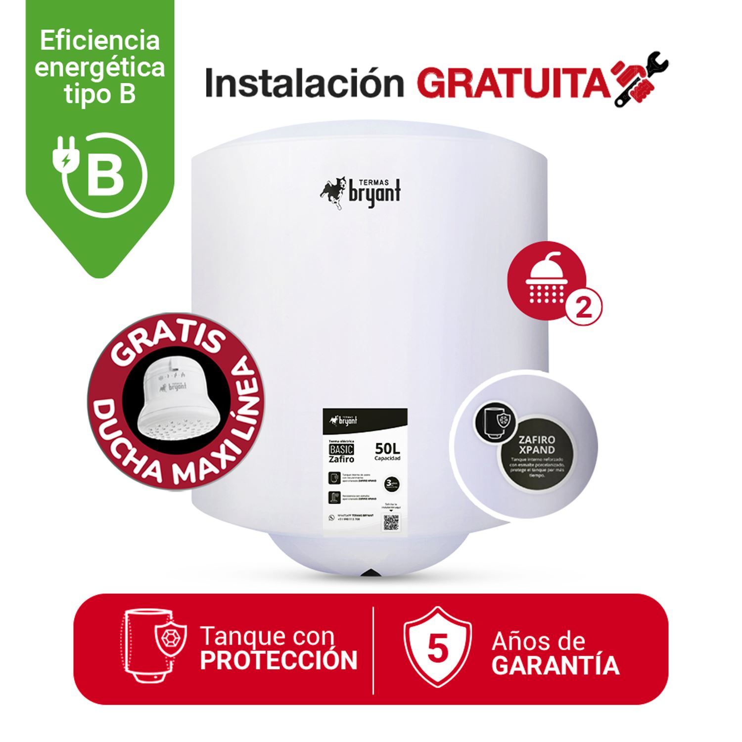 TERMA ELÉCTRICA 50L BASIC BRYANT MAYOR DURACIÓN