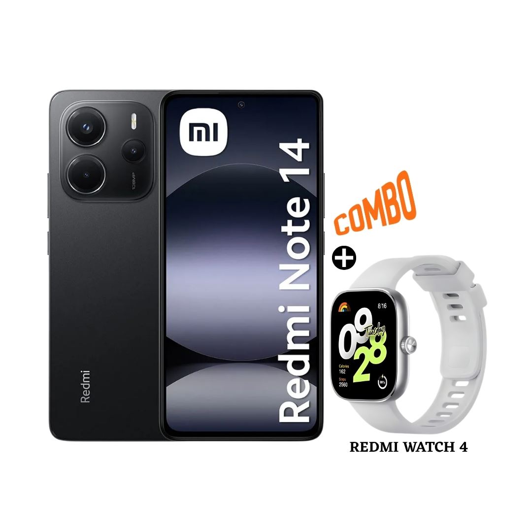 COMBO CELULAR REDMI NOTE 14, 8GB RAM 256GB ROM NEGRO + REDMI WATCH 4 SILVER