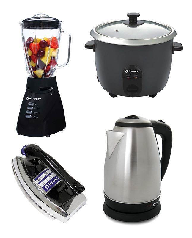 Combo Imaco:licuadora bl4125vn+olla arrocera rc15n+hervidor ke1801+plancha i1700
