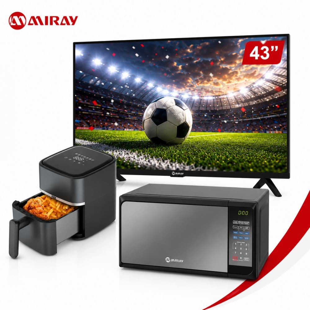 Combo Miray TV 43” Google TV FHD + Microondas 20L + Freidora de Aire 3L