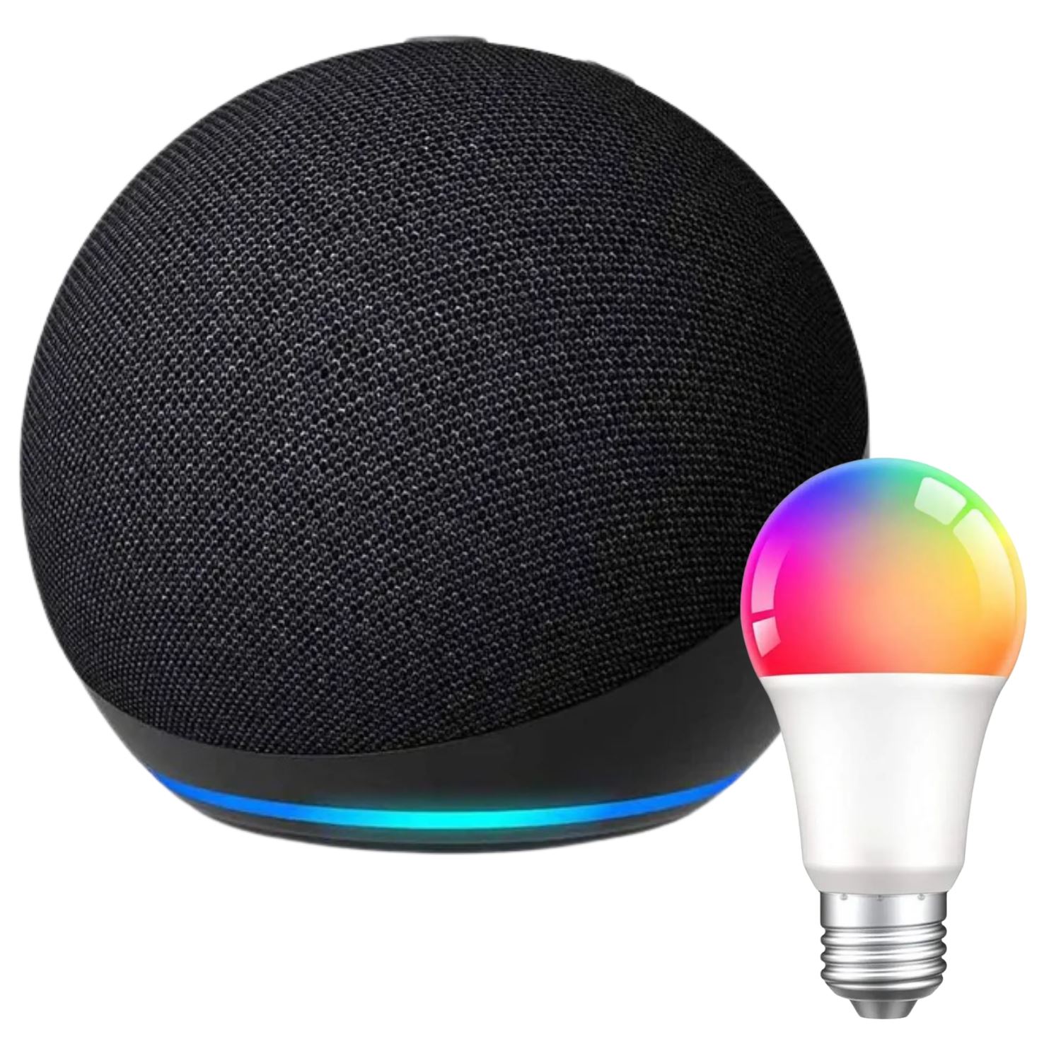 Amazon Echo Dot 5ta gen negro + Foco Led Inteligente
