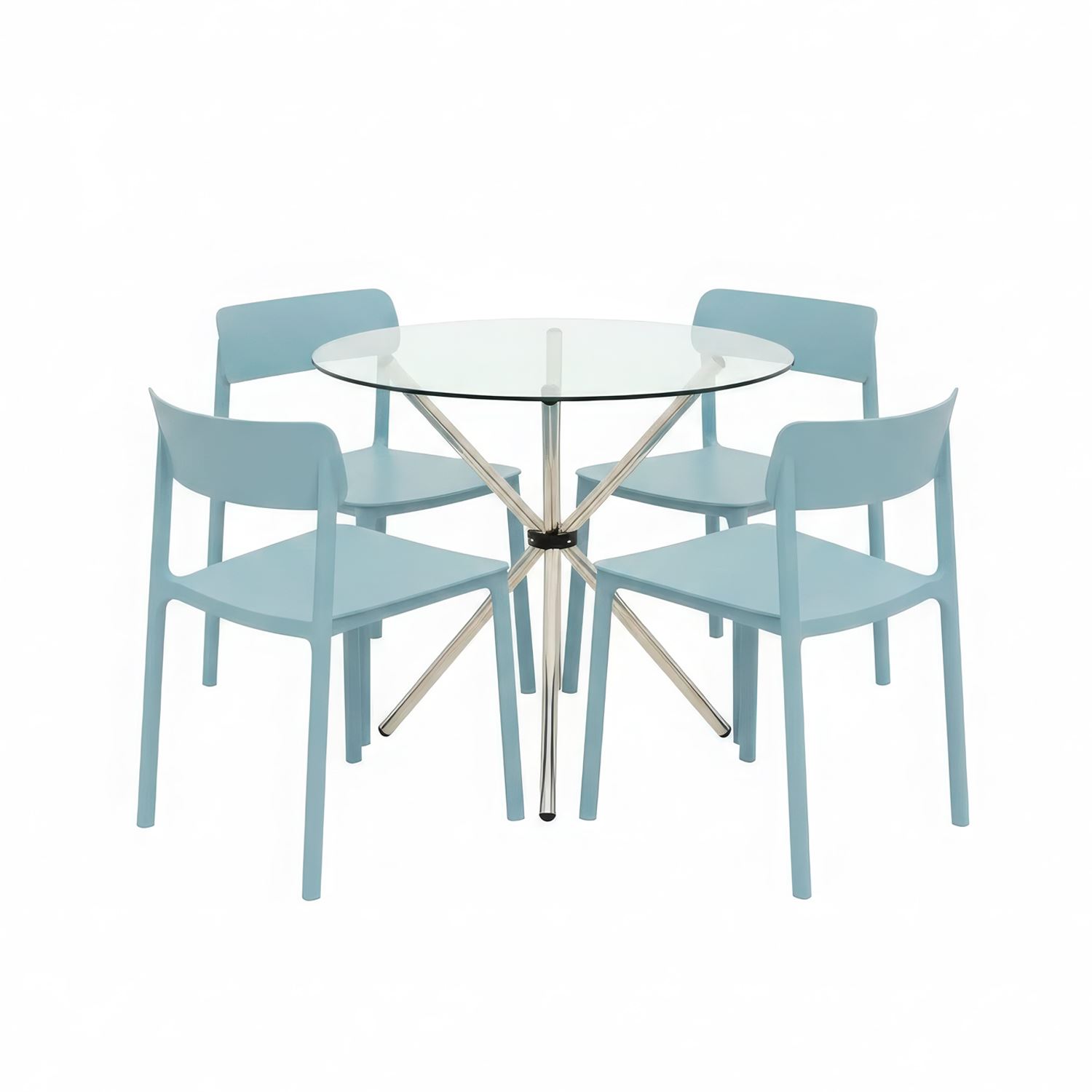 Juego De Comedor Vittoria Azul 4 Asientos Ofideas