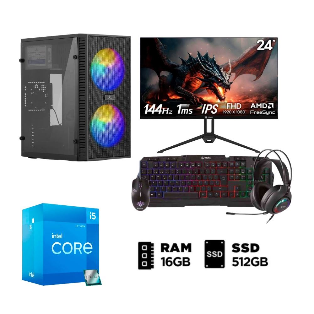 Combo PC Gamer Intel Core i5 12va 512GB 16GB CASE ENC 303