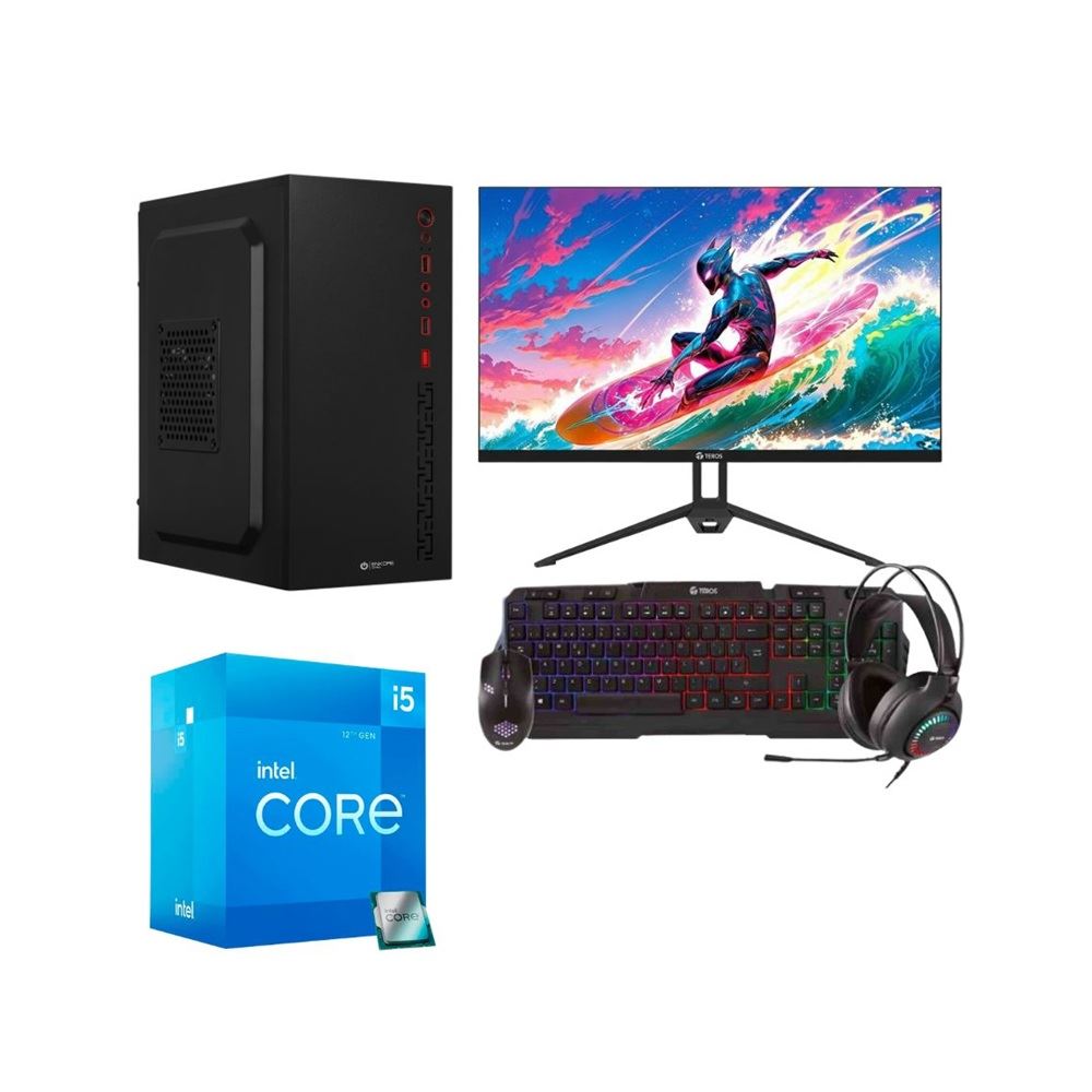 Combo PC Enkore Intel Core i5 12va+Monitor 24"+ kit Gamer 4 en 1 Intel Core i5 1TB SSD 16GB Negro + Monitor IPS 24