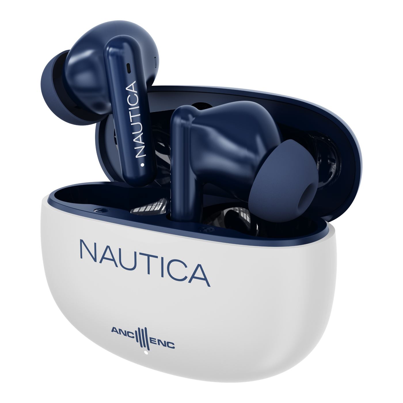 AUDÍFONOS INALÁMBRICOS NAUTICA NOISE CANCELLING ANC+ENC T680 BLANCO-NAVY
