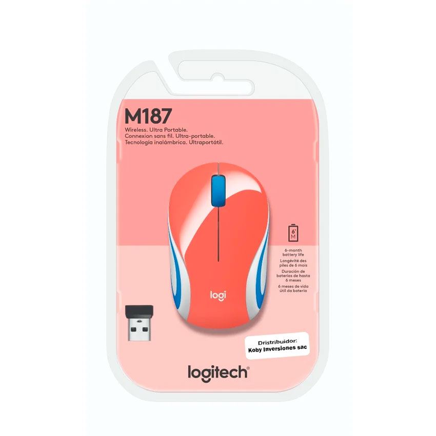 Mouse Logitech M187 Mini Inalambrico Coral