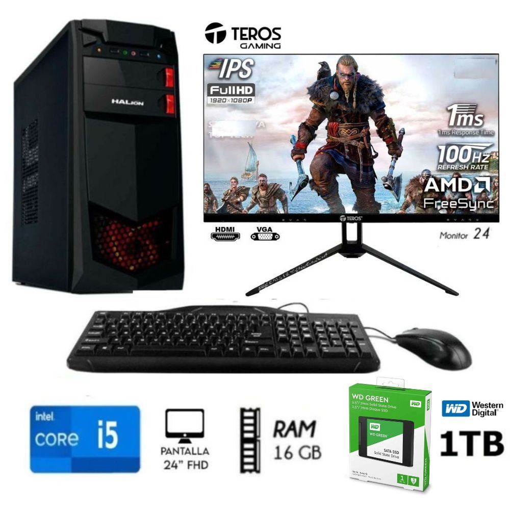 Computadora PC Intel Core i5 3.2 Ghz Ram 16GB DISCO SSD 1TB  Monitor 24 CASE 350W