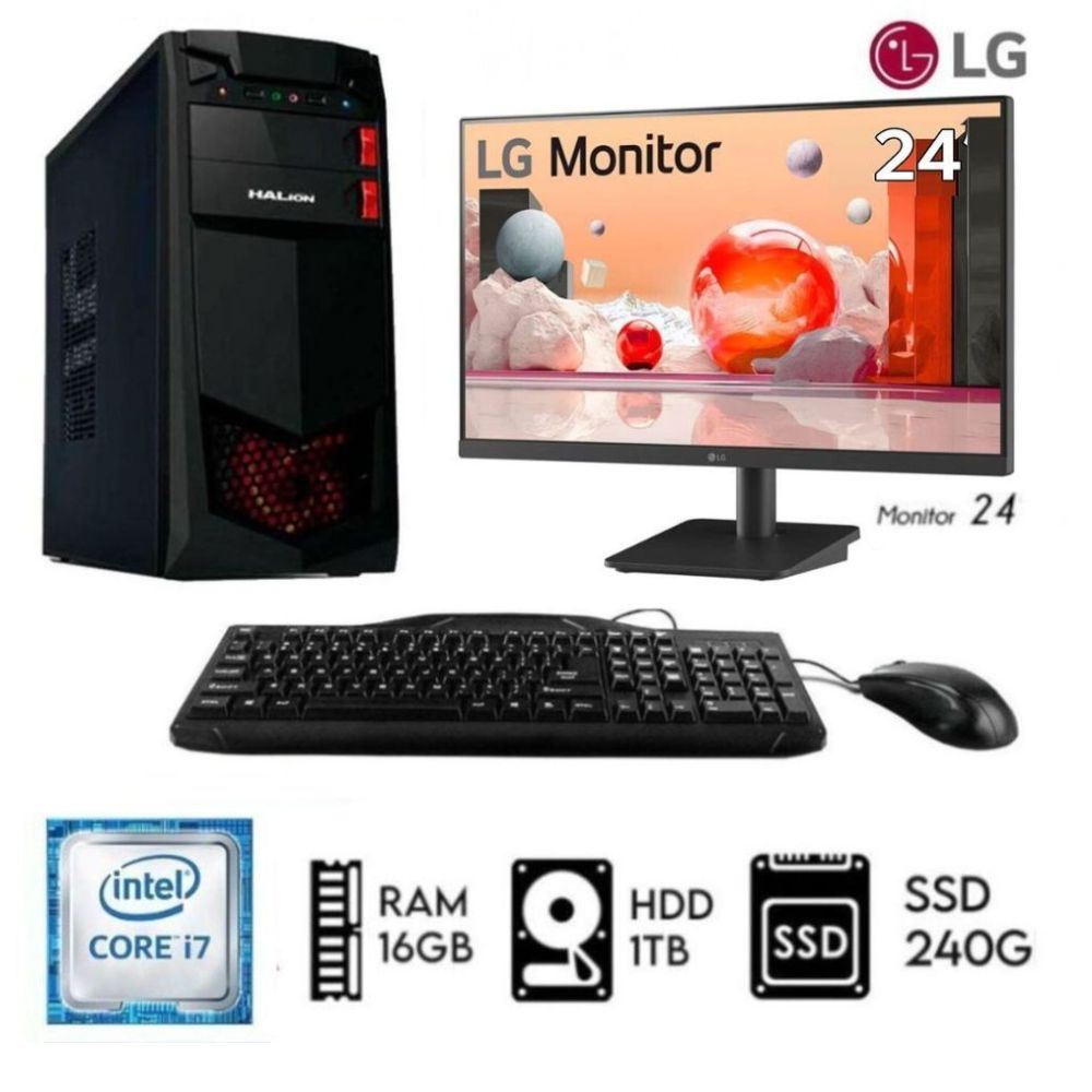 Computadora PC Intel Core i7  3.2 Ghz Ram 16GB Disco 1TB +SSD 240GB Monitor 24 LG