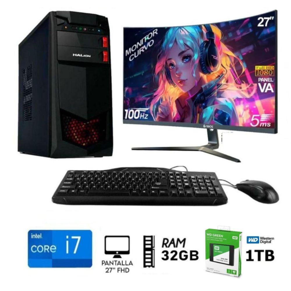 Computadora PC Intel Core i7 3.2ghz Monitor 27" Ram 32GB Disco SSD WD 1TB