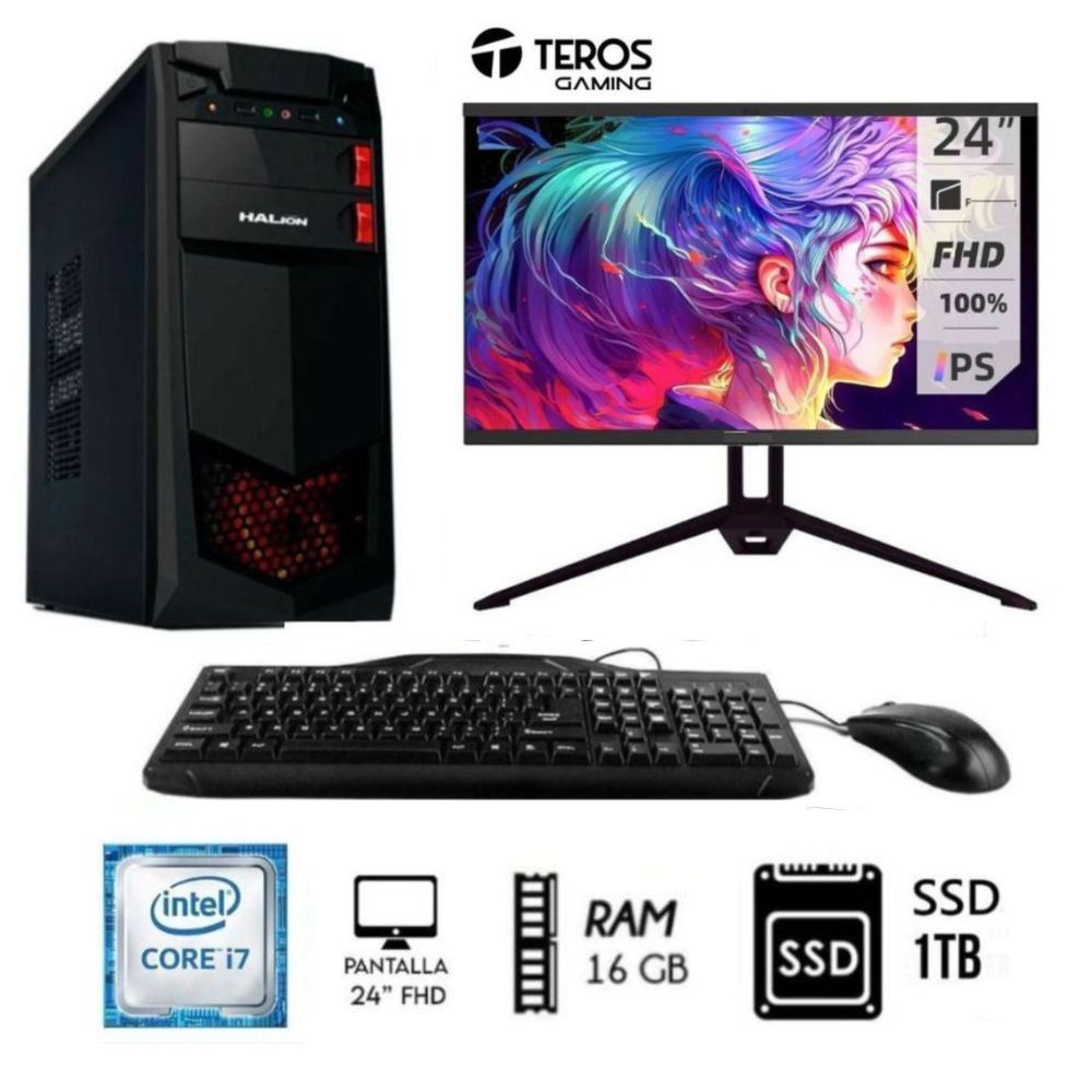 Computadora PC Intel Core i7 Monitor 24 Ram 16GB Disco SSD 1TB