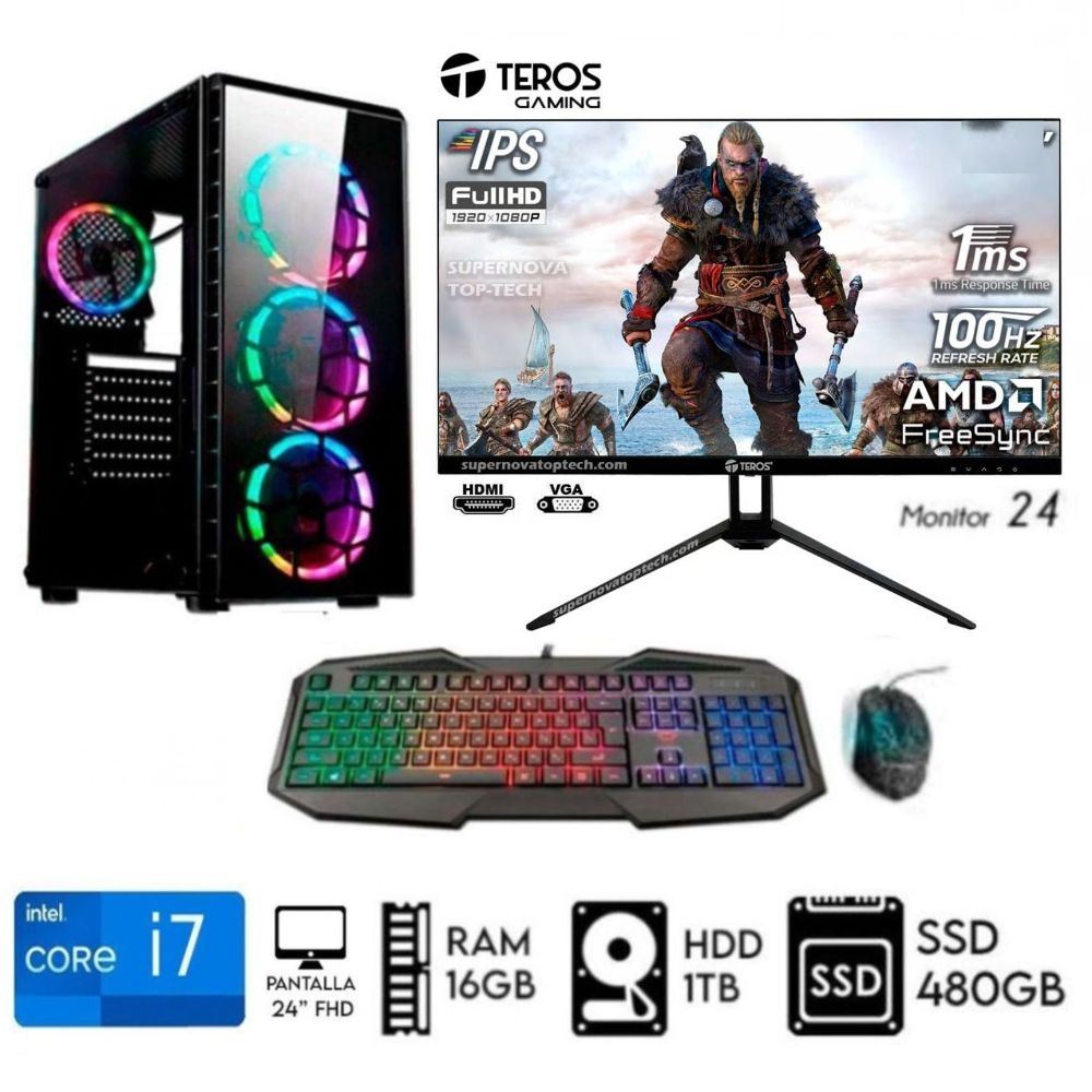 Computadora Pc Core i7 3.2Ghz Ram 16GB Disco 1TB +SSD480GB MONITOR 24 FHD