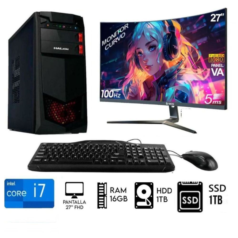 Computadora Pc Core i7 3.2Ghz Ram 16GB Disco 1TB +SSD 1TB MONITOR 27 FHD
