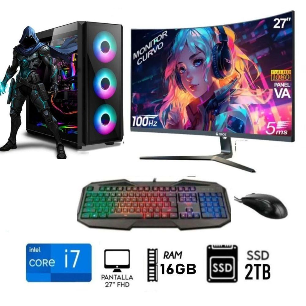 Computadora Pc Intel Core I7 3.2Ghz Ram 16GB Disco SSD 2TB Case Gamer M27