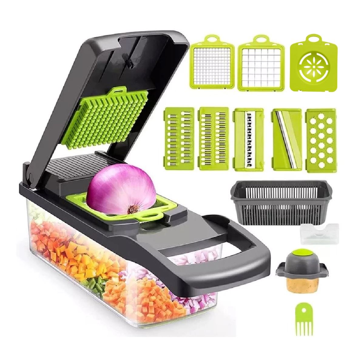 Multipicador Pica Todo Rayador de Verduras Con recipiente