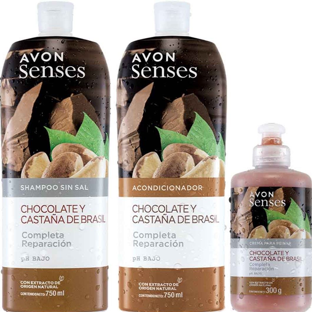 Kit x 3 Chocolate y Castaña De Brasil Avon Senses