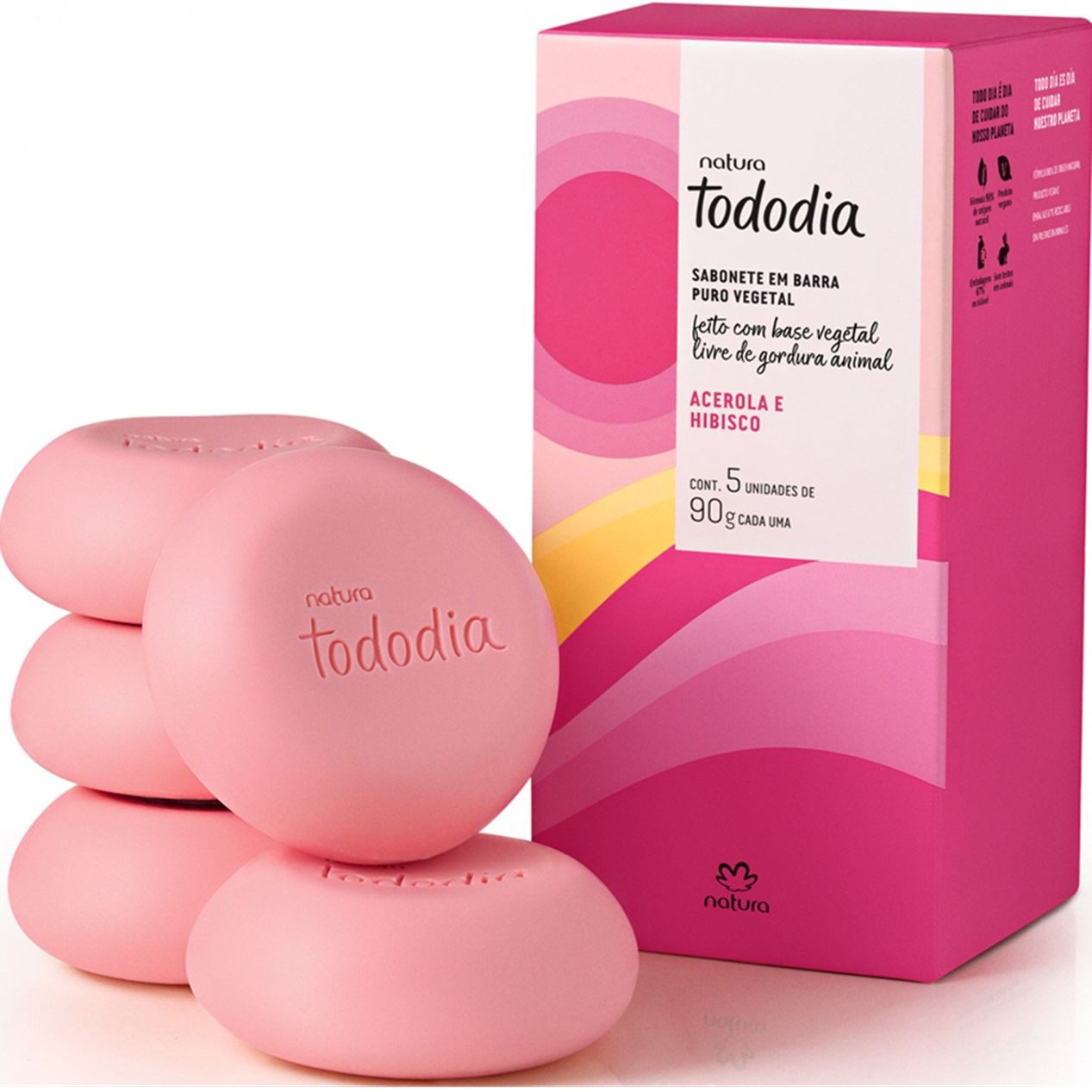 TODODIA jabón en barra puro vegetal Acerola y Hibisco de Natura 450 G