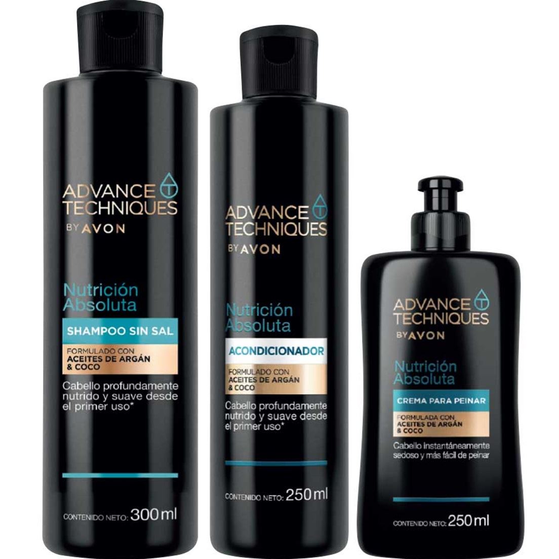 Kit x 3 shampoo sin sal Nutrición Absoluta de Avon