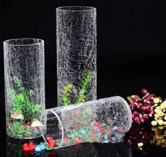 Florero Jarrón de Vidrio Craquelado o impresión break 25 x 11.5