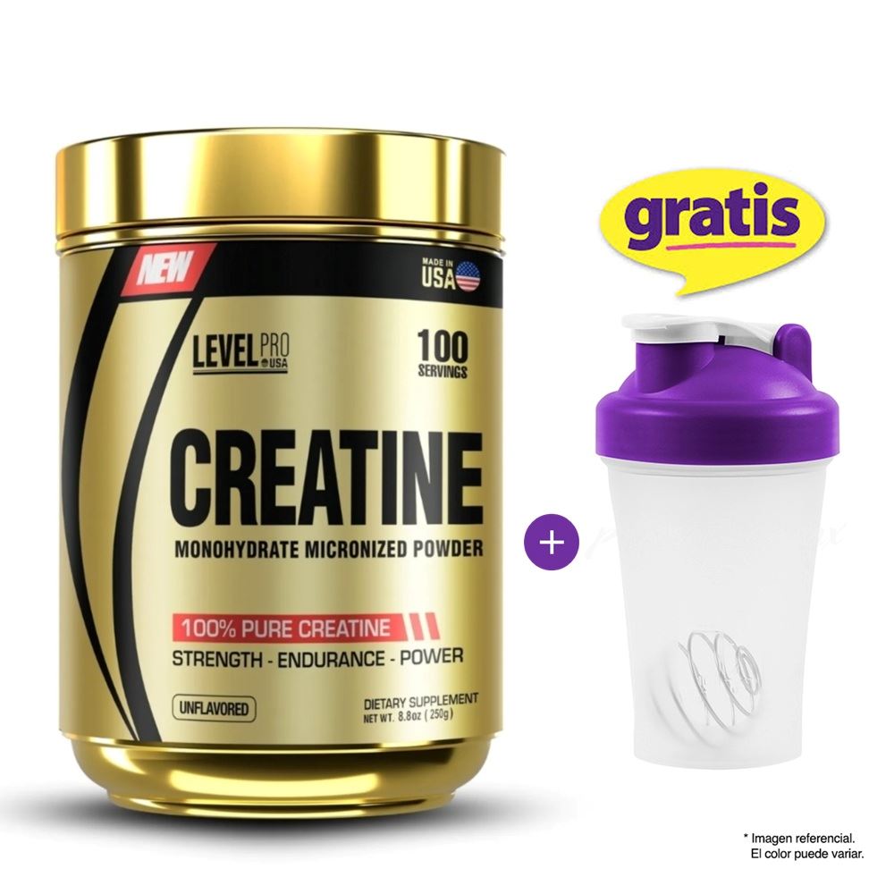 CREATINA 500 GR LEVEL PRO Sabor NATURAL 200 SERVICIOS