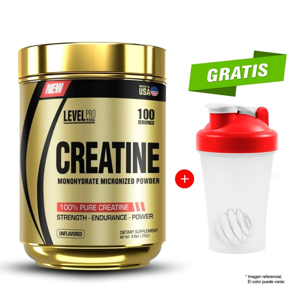 CREATINA 500 GR LEVEL PRO Sabor NATURAL 200 SERVICIOS