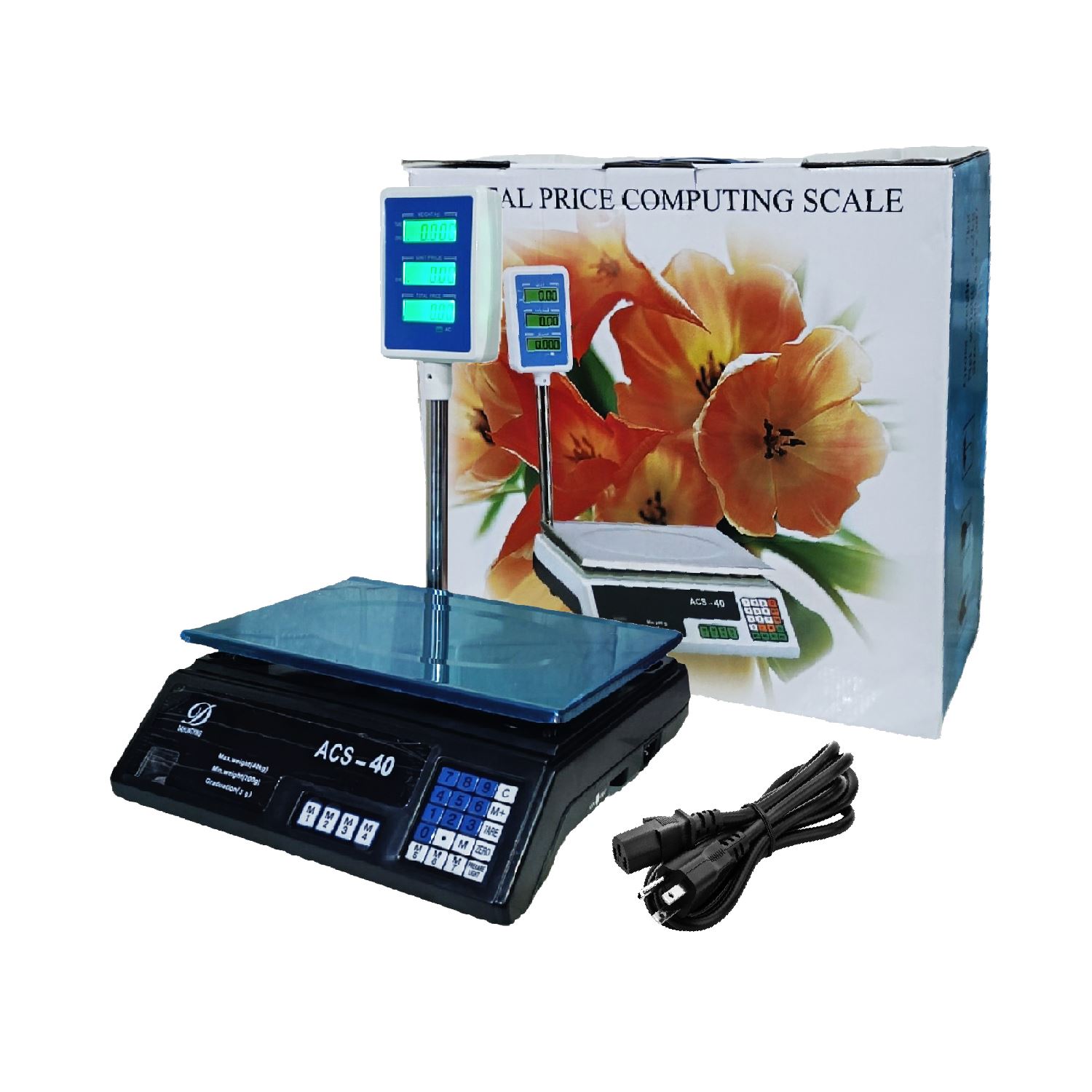 Balanza Digital Bodeguera 40 Kg con Torre Teclado de Goma