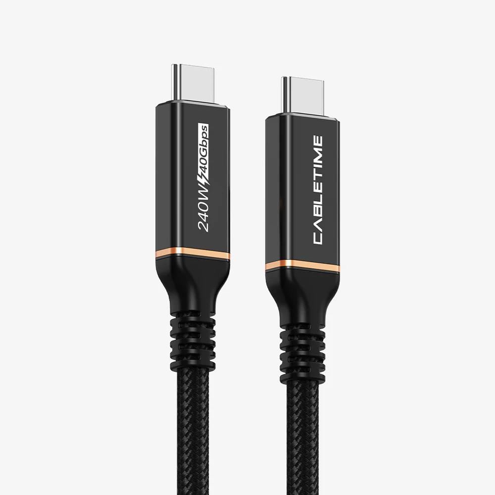 CABLETIME Cable USB-C a USB-C USB4 240W 40Gbps 8K Trenzado - CU40L