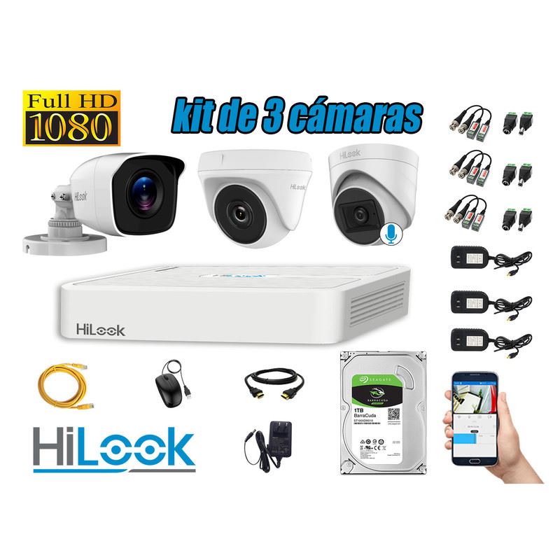 Kit Cámaras De Vigilancia 1080p Full Hd Hilook Para Exterior