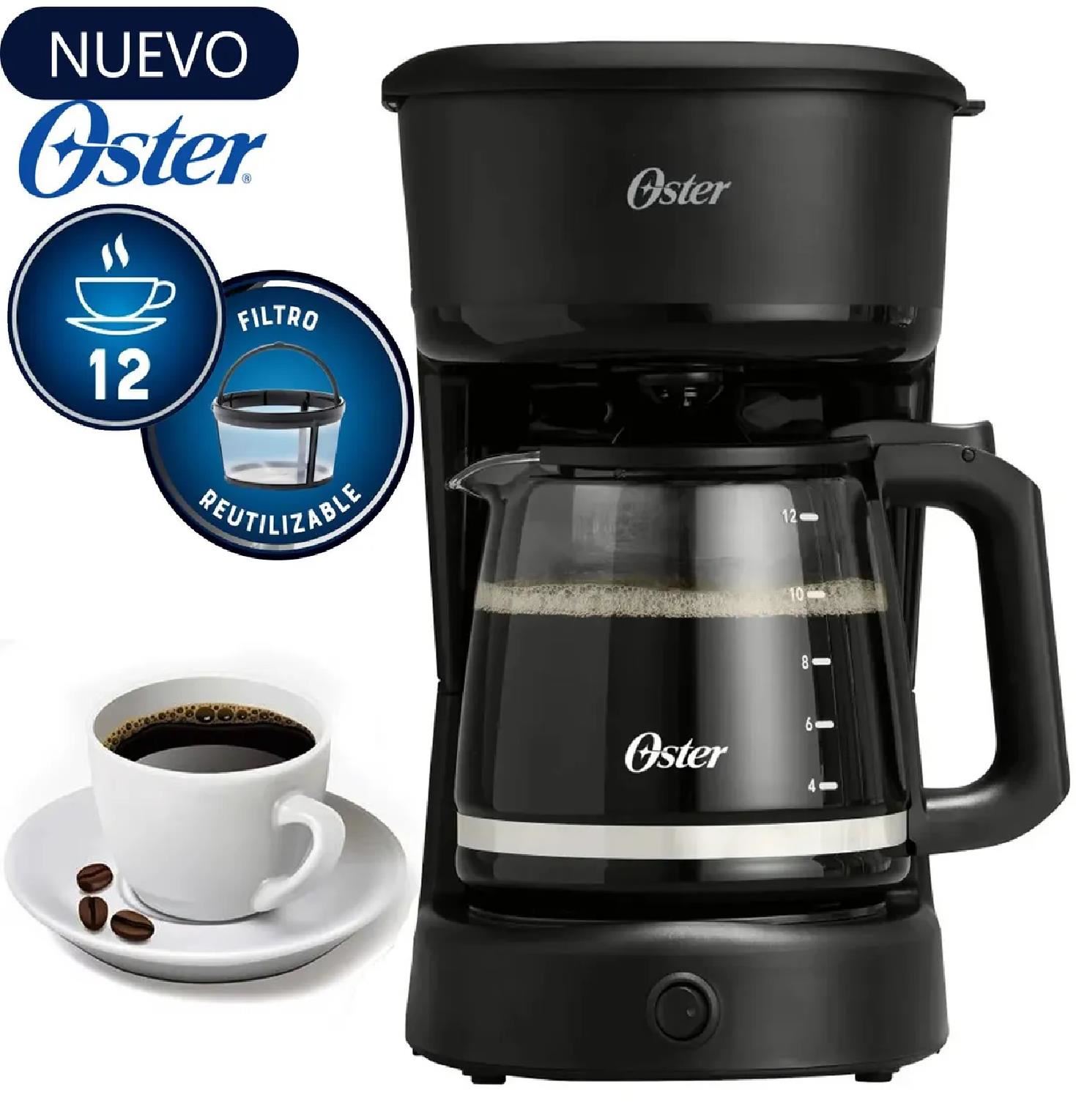 Cafetera Oster BVSTDCS121B de 12 Tazas con Filtro Reutilizable – Negro