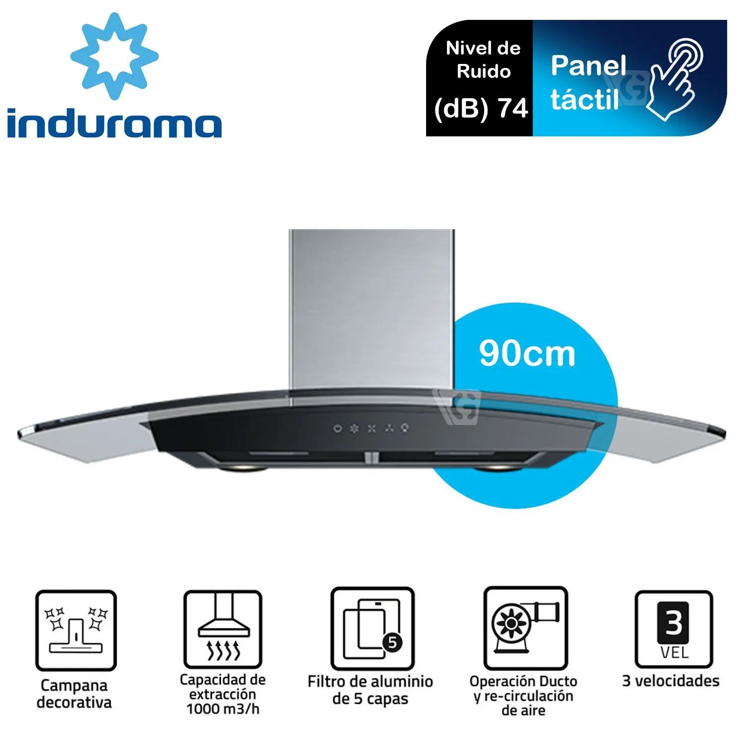 Campana Extractora Tipo Chimenea Indurama CEI-90NEVC - Croma
