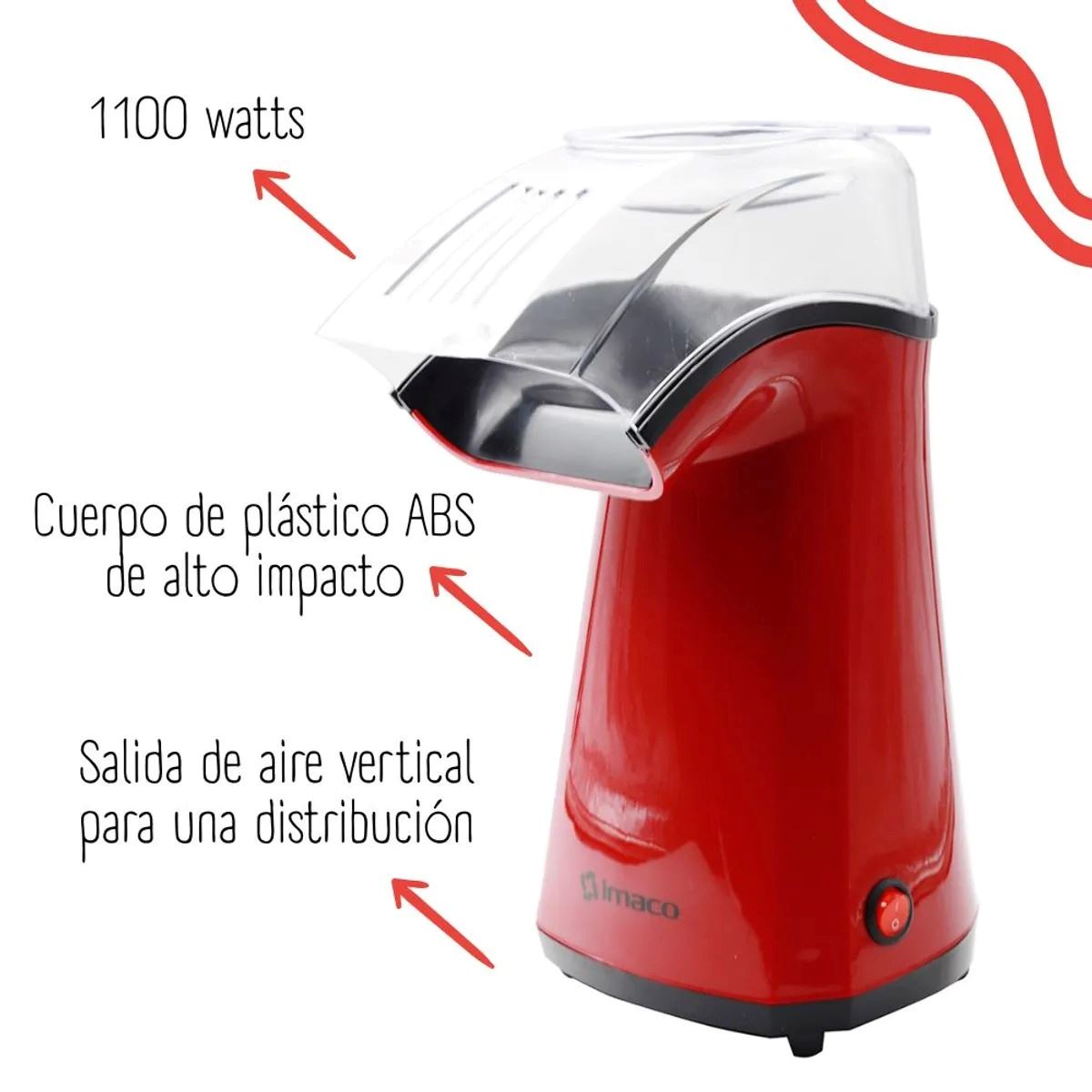 Máquina para Hacer Pop Corn Imaco PO120R 1100W – Rojo
