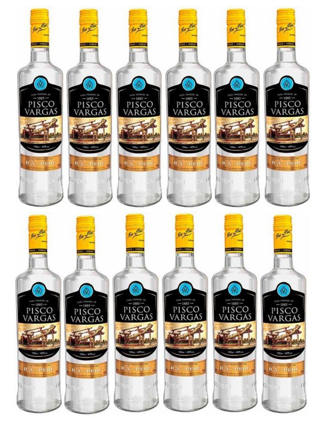 Pisco VARGAS Puro de Ica Botella 750ml - 12 UND
