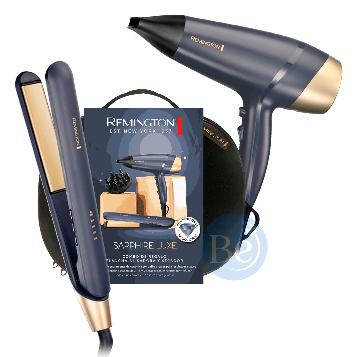 Combo Remington Sapphire Luxe D5805GP Alisadora y Secador en Neceser