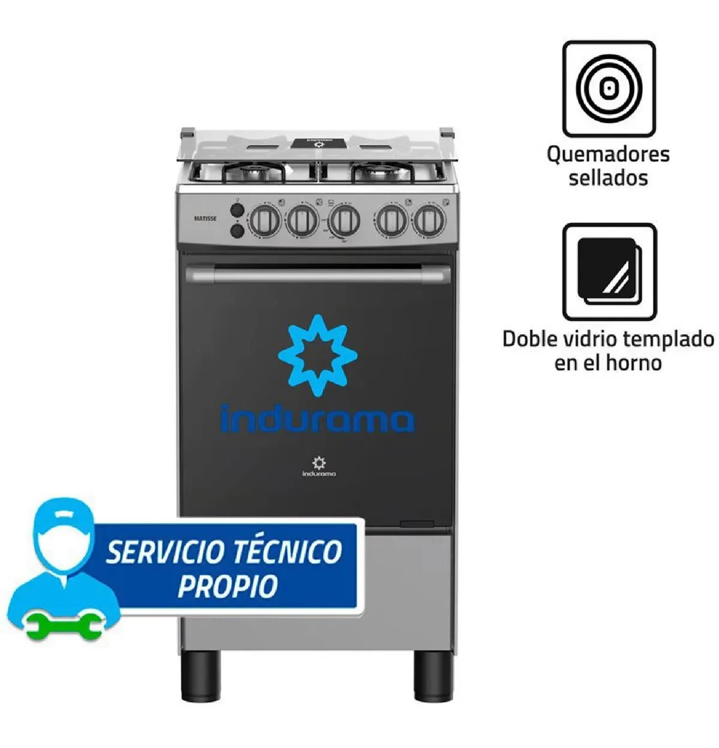 Cocina a Gas Indurama MATISSE 20" con 4 Hornillas - Gris