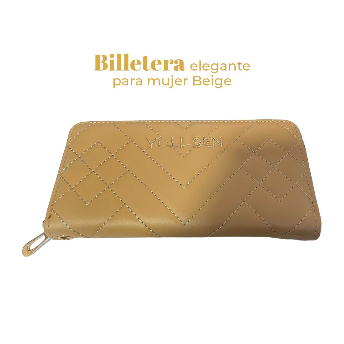 Billetera Larga Elegante Mujer Beige