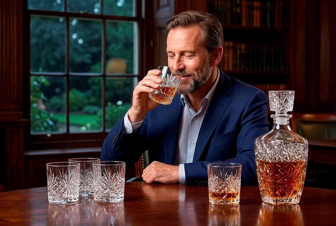 Jgo 7pc Vasos Cortos de Trago de 320 ml + Licorera/Decantador de 1L 29 x 9.5