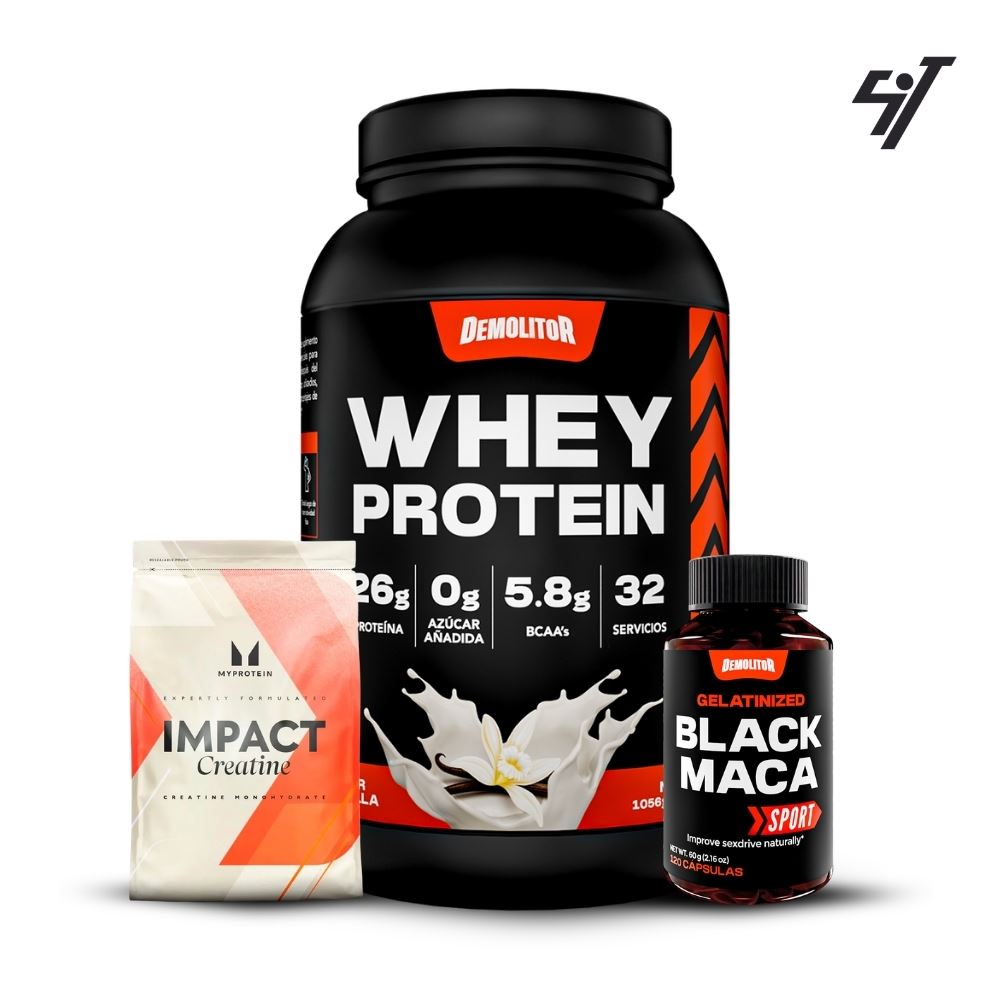 Whey Protein 2.3Lb Vainilla+Creatina Myprotein 250Gr+Maca Negra Sport 120 Caps