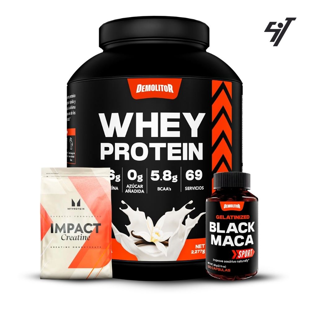 Whey Protein 5Lb Vainilla+Creatina Myprotein 250Gr+Maca Negra Sport 120 Caps