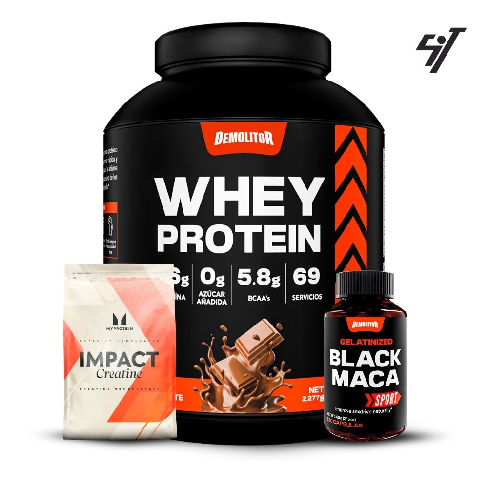 Whey Protein 5Lb Chocolate+Creatina Myprotein 250Gr+Maca Negra Sport 120 Caps
