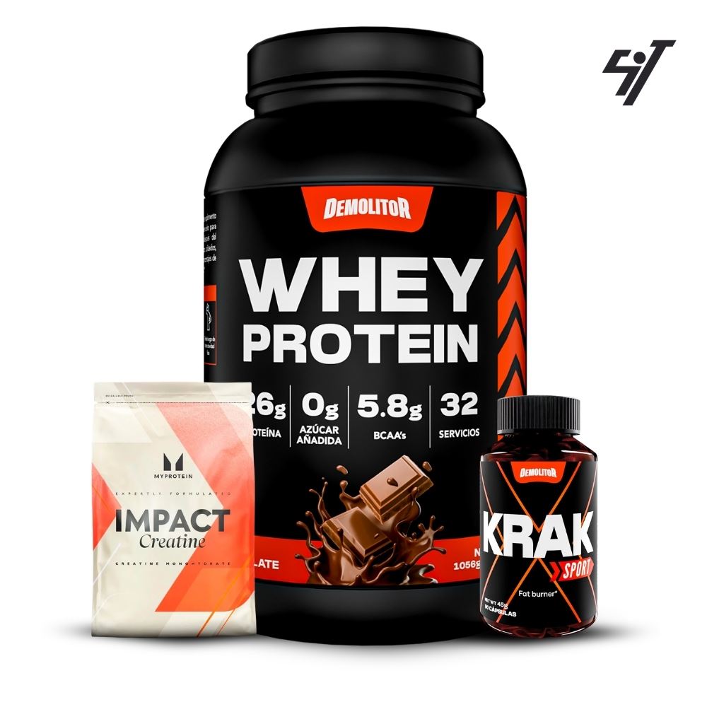 Whey Protein 2.3Lb Chocolate+Creatina Myprotein 250Gr+Krak Sport 90 Cápsulas
