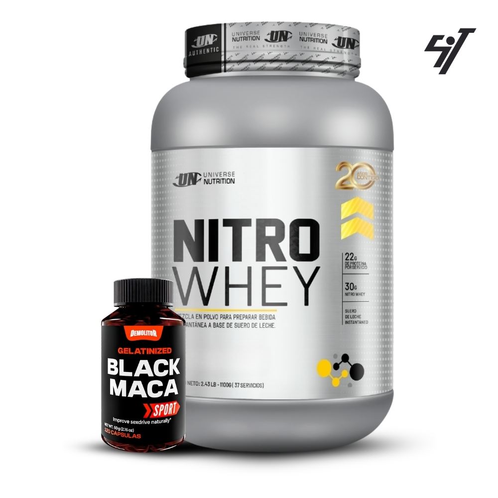 Pack Nitro Whey 1.1Kg Vainilla+Maca Negra Sport 120 Caps