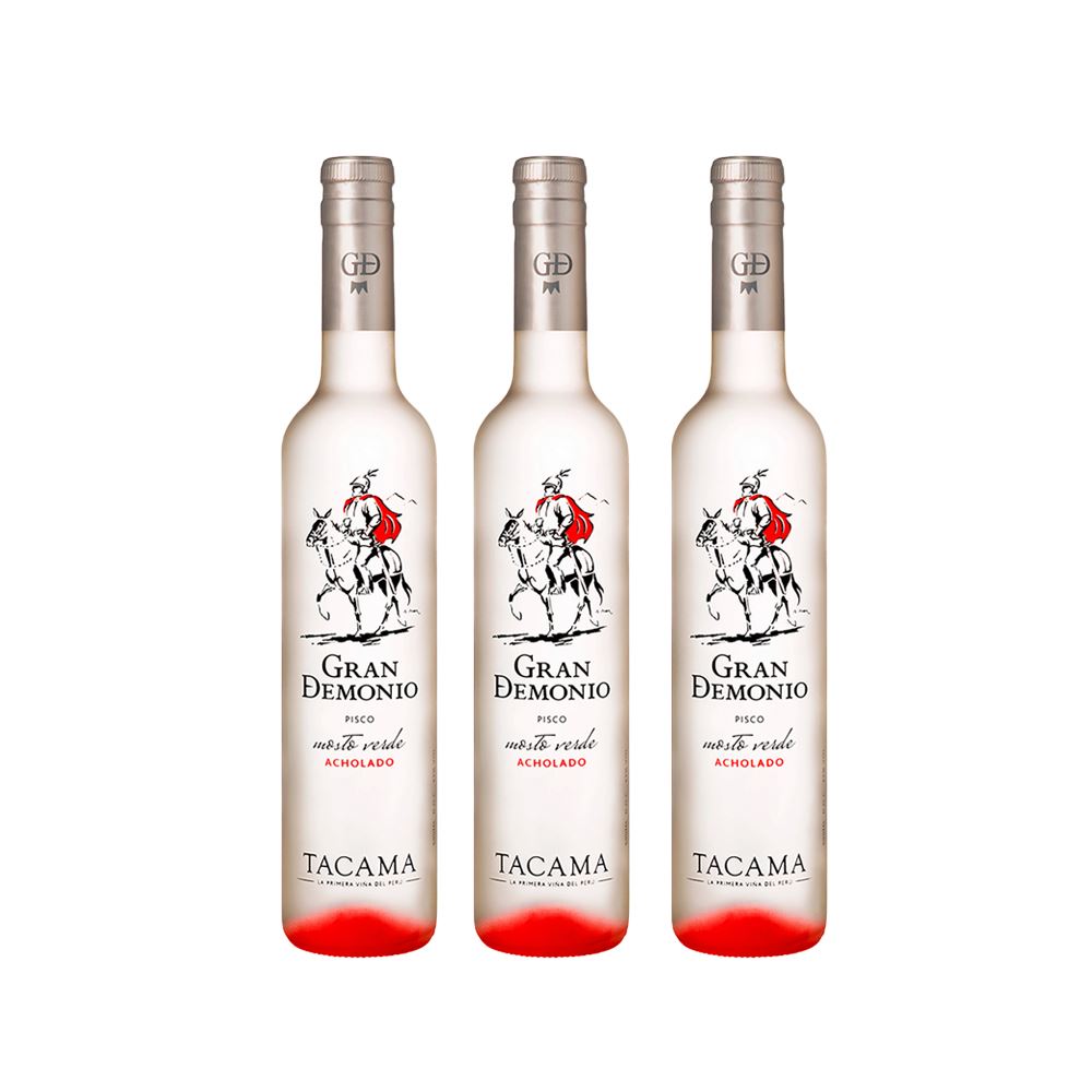 PISCO GRAN DEMONIO de los Andes Acholado 500 ML 3 Bot